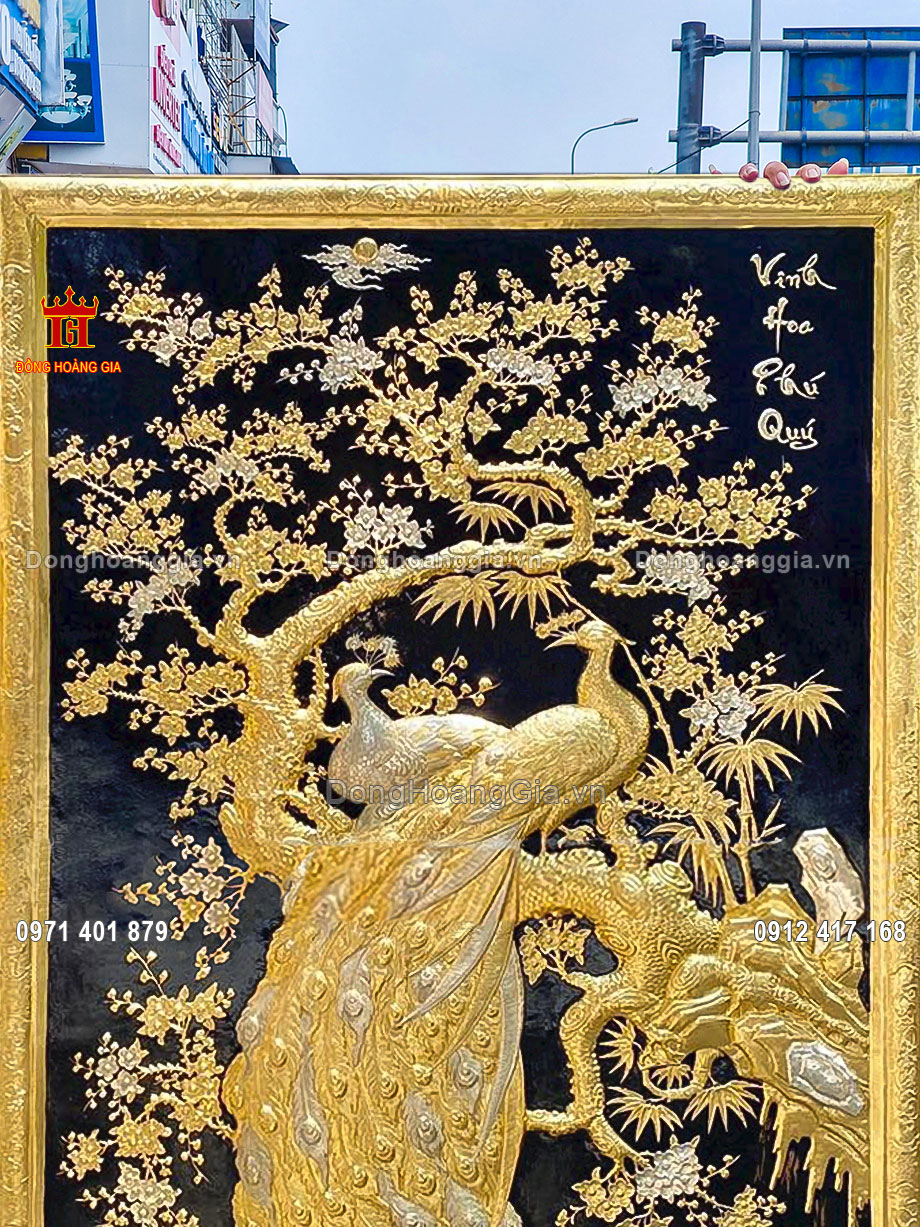 Đồng Hoàng Gia nhận chế tác tranh chim công hoa mai theo yêu cầu